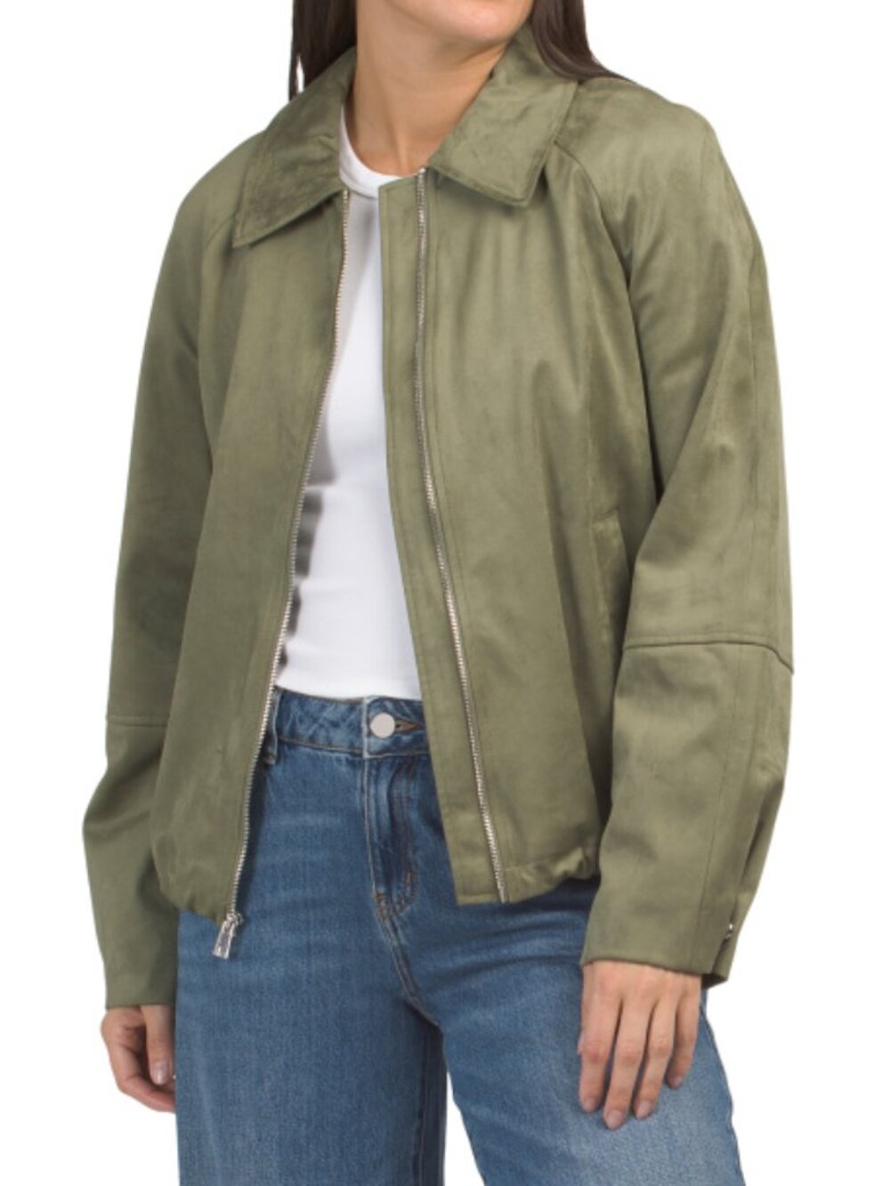 TAHARI Kora Faux Suede Bomber Jacket